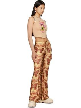 Omighty Size M Psychedelic Butterfly Print Flare Leg Pull-On Stretchy Trousers